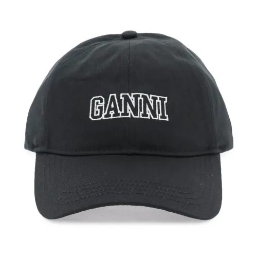 Ganni , Embroidered Logo Cap ,Black female, Sizes: ONE