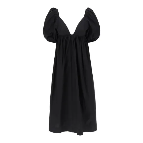Ganni , Ganni Maxi Cotton Poplin Dress In ,Black female, Sizes: