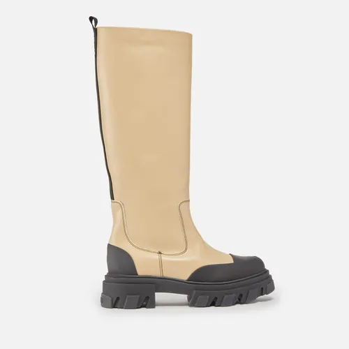 Ganni Leather Knee-High Boots - UK