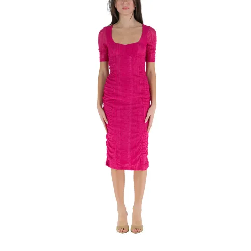 Ganni , Midi Dresses ,Pink female, Sizes: