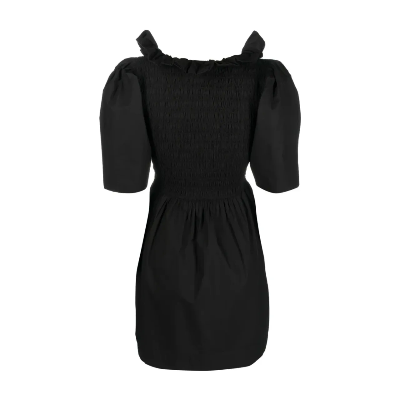 Ganni , Open-neck Smock Mini Dress ,Black female, Sizes: