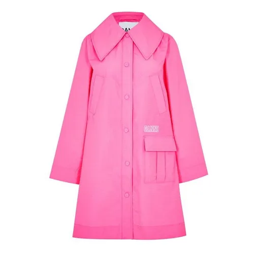 GANNI Oversized Collar Raincoat - Pink