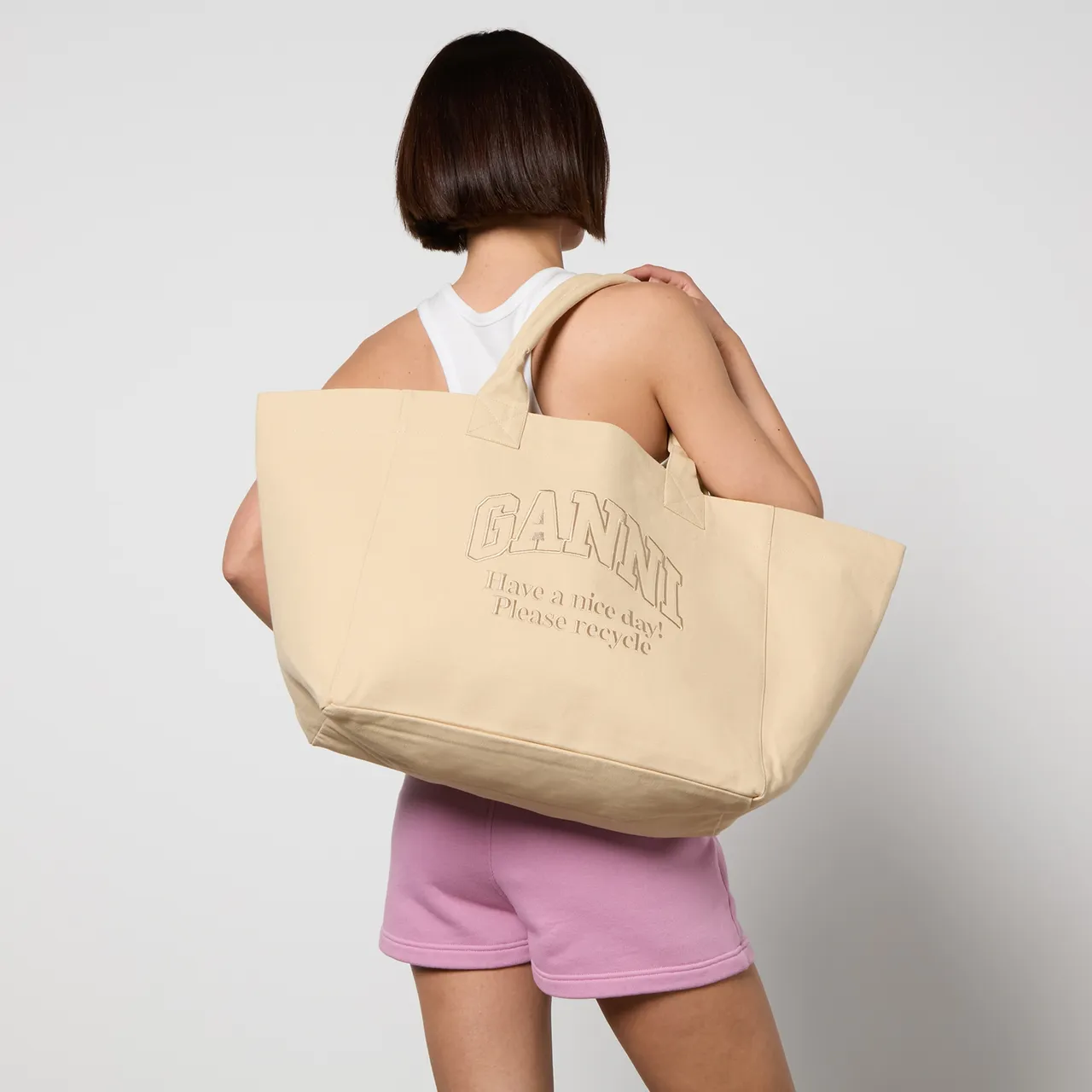 Ganni Recycled Cotton-Canvas Shopper XXL Bag