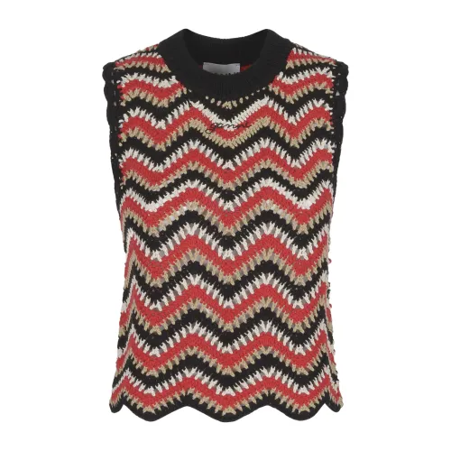 Ganni , Red Crochet Vest Sweater ,Multicolor female, Sizes: