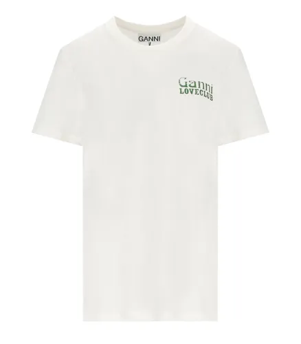 GANNI RELAXED LOVECLUB OFF-WHITE T-SHIRT