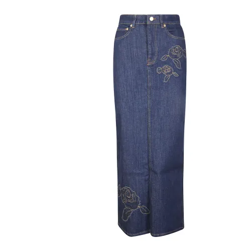 Ganni , Rinse Stitch Denim Maxi Skirt ,Blue female, Sizes: