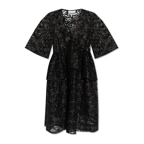 Ganni , Ruffled dress ,Black female, Sizes: