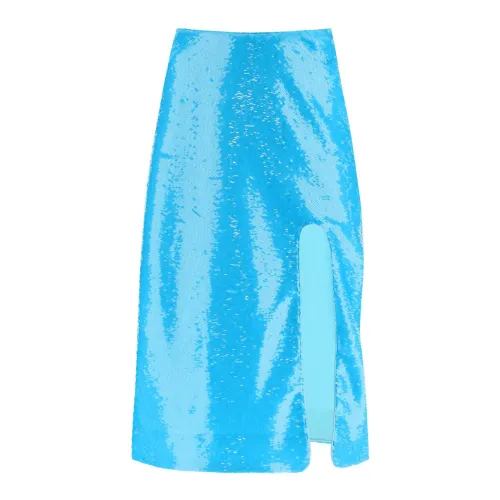 Ganni , Sequined Sheath Midi Skirt ,Blue female, Sizes: