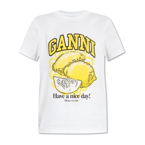 Ganni , T-shirt with logo ,White female, Sizes: