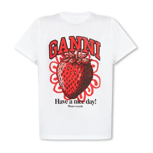 Ganni , T-shirt with logo ,White female, Sizes: