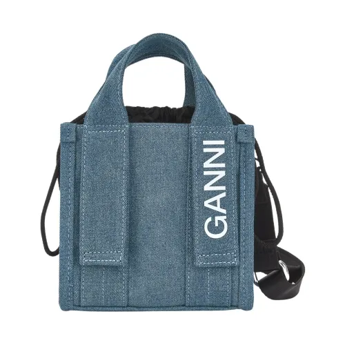 Ganni , Tech Mini Tote Denim Bag ,Blue female, Sizes: ONE SIZE