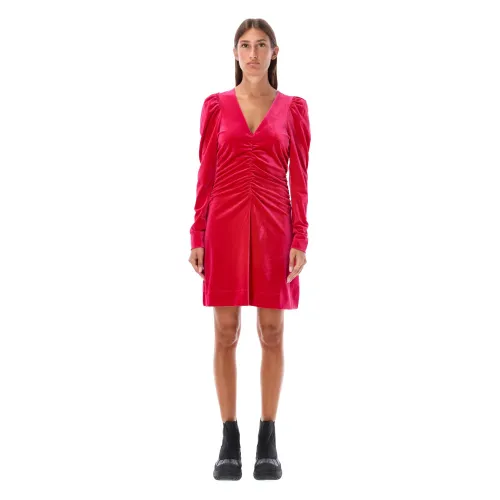 Ganni , Velvet Mini Dress ,Red female, Sizes: