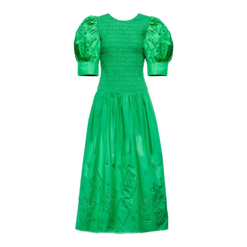 Ganni , Womens Clothing Dress Green Ss23 ,Green female, Sizes: