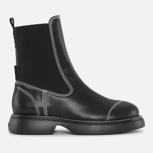 Ganni Women's Everyday Mid Faux Leather Chelsea Boots - UK