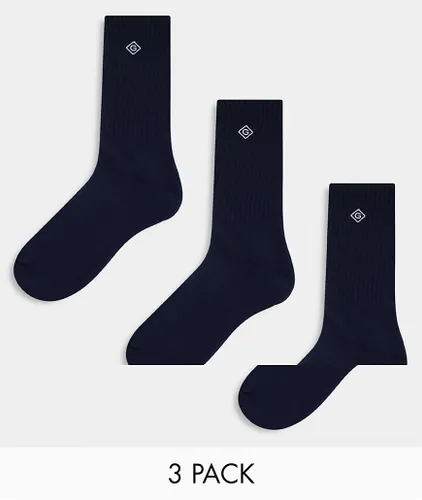 GANT 3 pack sport socks in navy with small logo-Black