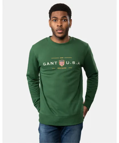 Gant Banner Shield Mens C-Neck Sweatshirt - Forest Green