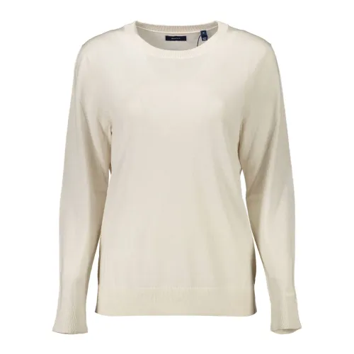 Gant , Beige Wool Sweater, Long Sleeve, Round Neck ,Beige female, Sizes: