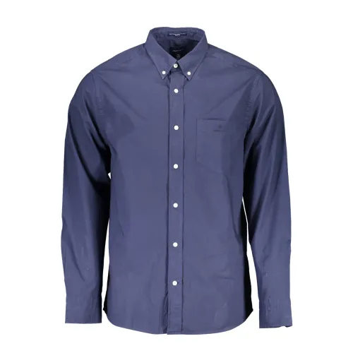 Gant , Blue Cotton Shirt, Regular Fit, Short Sleeves ,Blue male, Sizes: