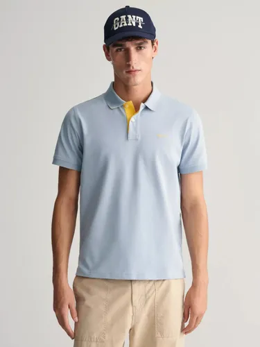 GANT Contrast Pique Polo Shirt - Dove Blue - Male