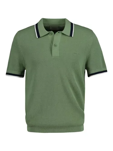 GANT Cotton Pique Short Sleeve Polo Shirt, Green - Green - Male