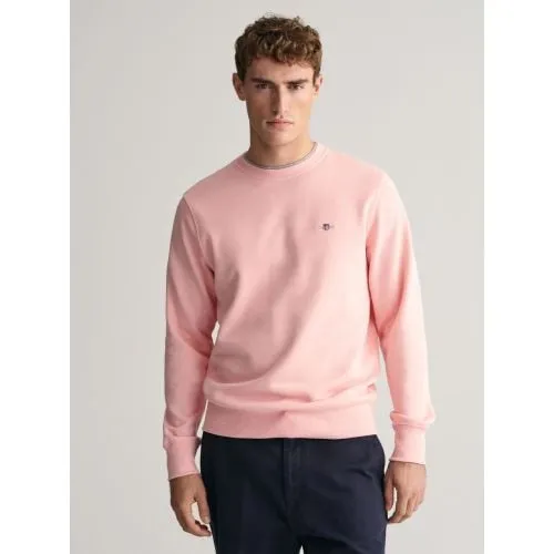 GANT Mens Bubblegum Pink Regular Fit Shield Logo Crew Neck Sweatshirt