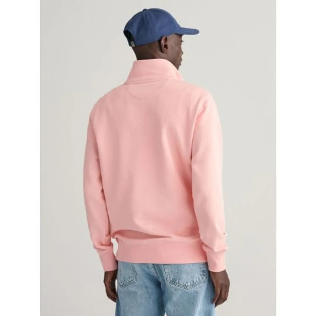 GANT Mens Bubblegum Pink Regular Fit Shield Logo Half Zip Sweatshirt