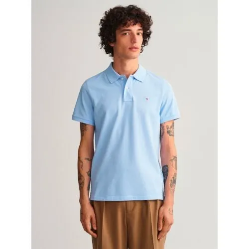 GANT Mens Capri Blue Shield Pique Polo Shirt