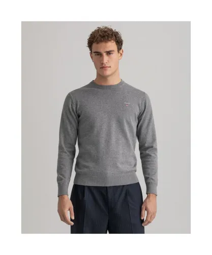 Gant Mens Classic Cotton Crewneck Sweatshirt in Grey