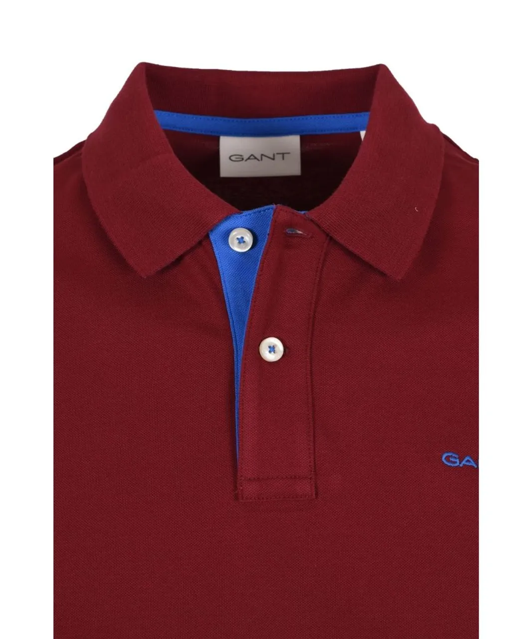 Gant Mens Contrast Collar Ss Polo Shirt Plumped Red