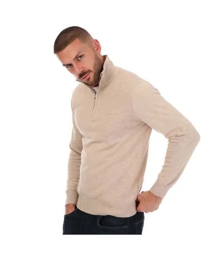 Gant Mens Cotton Flamme Half-Zip Sweater in Sand