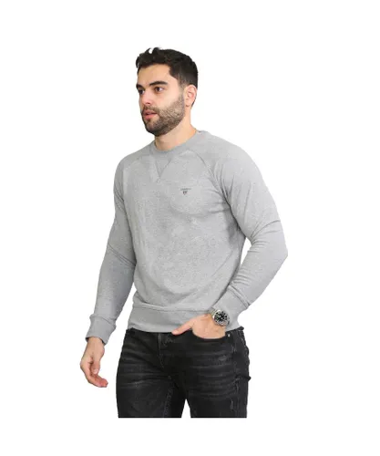 Gant Mens Crew Neck Sweatshirt - Grey Cotton
