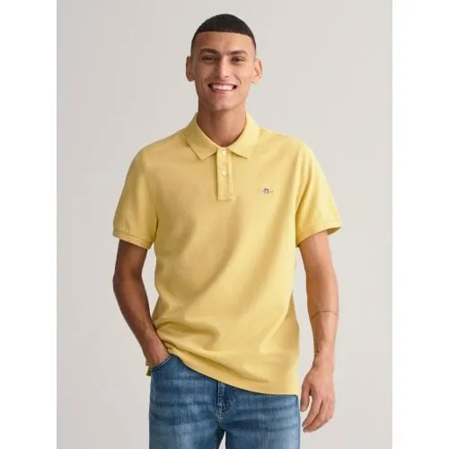 GANT Mens Dusty Yellow Regular Fit Shield Polo Shirt