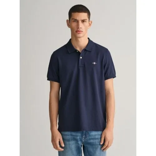 GANT Mens Evening Blue Regular Fit Shield Polo Shirt