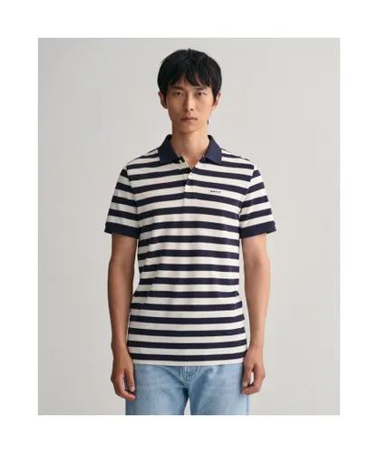 Gant Mens Multi Stripe Polo Shirt in Blue Cotton