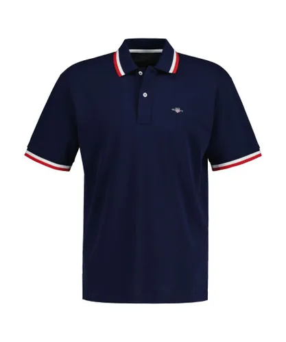 Gant Mens Pique Rugger Polo Shirt in Blue Cotton
