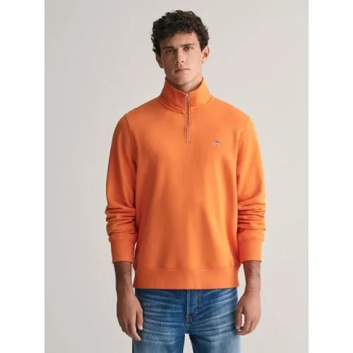 GANT Mens Pumpkin Orange Regular Fit Shield Half Zip Sweatshirt