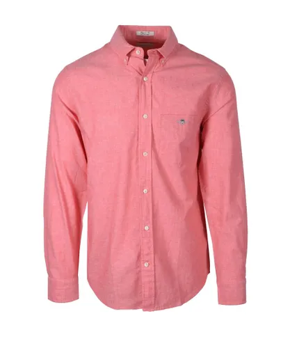 Gant Mens Reg Cotton Linen Long Sleeve Shirt Sunset Pink