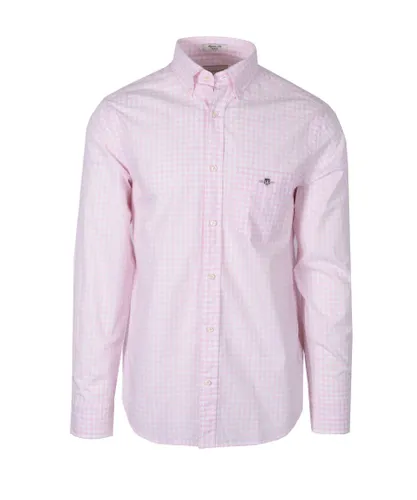 Gant Mens Reg Poplin Gingham Shirt Light Pink