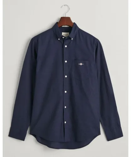 Gant Mens Regular Cotton Linen Shirt - Navy