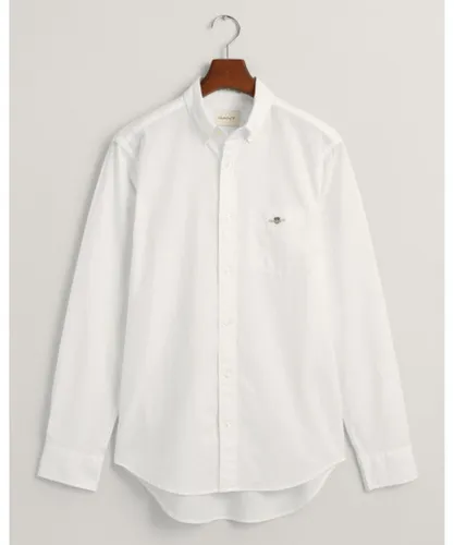 Gant Mens Regular Cotton Linen Shirt - White
