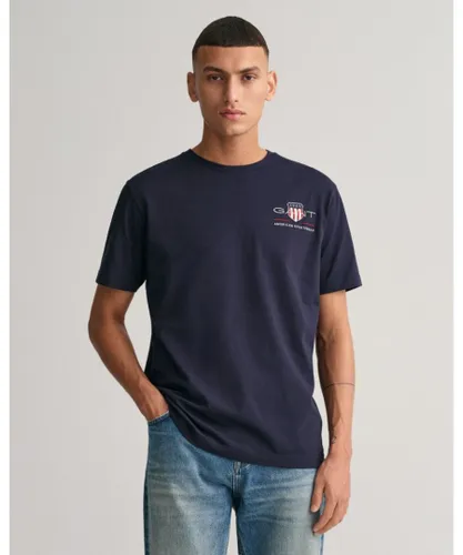Gant Mens Regular Fit Embroidered Archive Shield T-Shirt - Navy