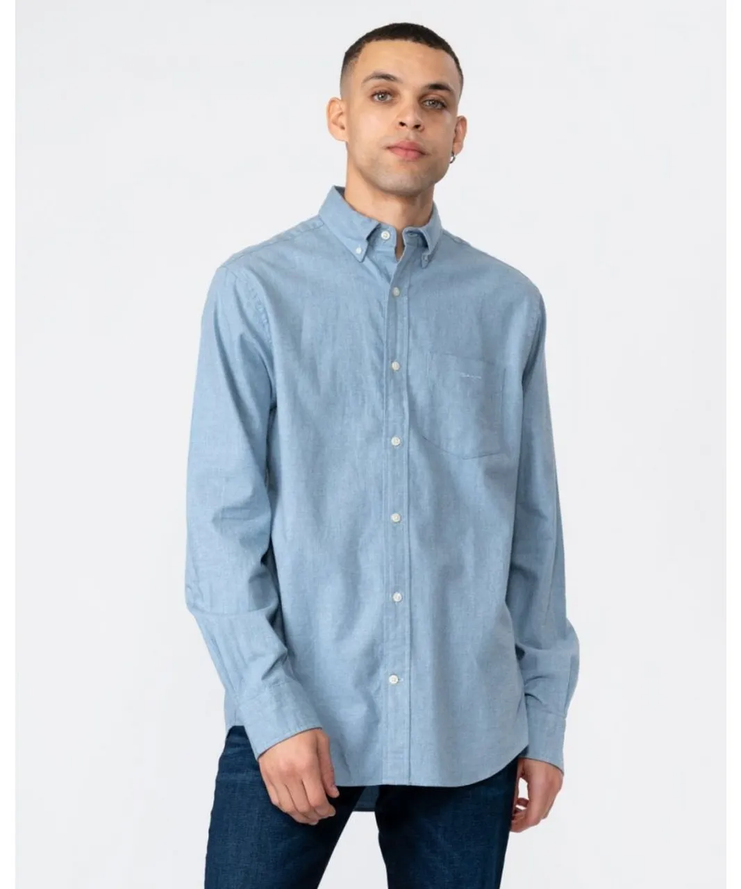 Gant Mens Regular Fit Flannel Melange Shirt - Blue