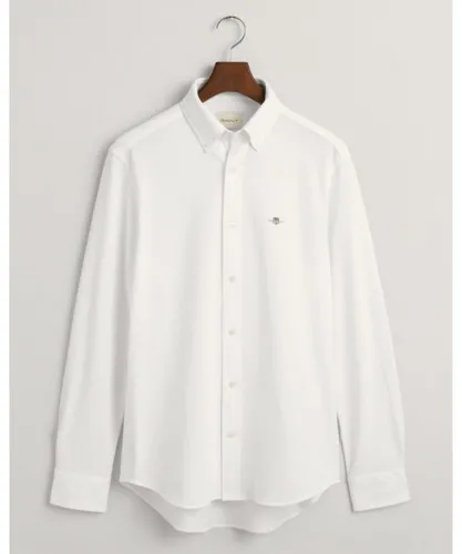 Gant Mens Regular Fit Jersey Piqué Shirt - White