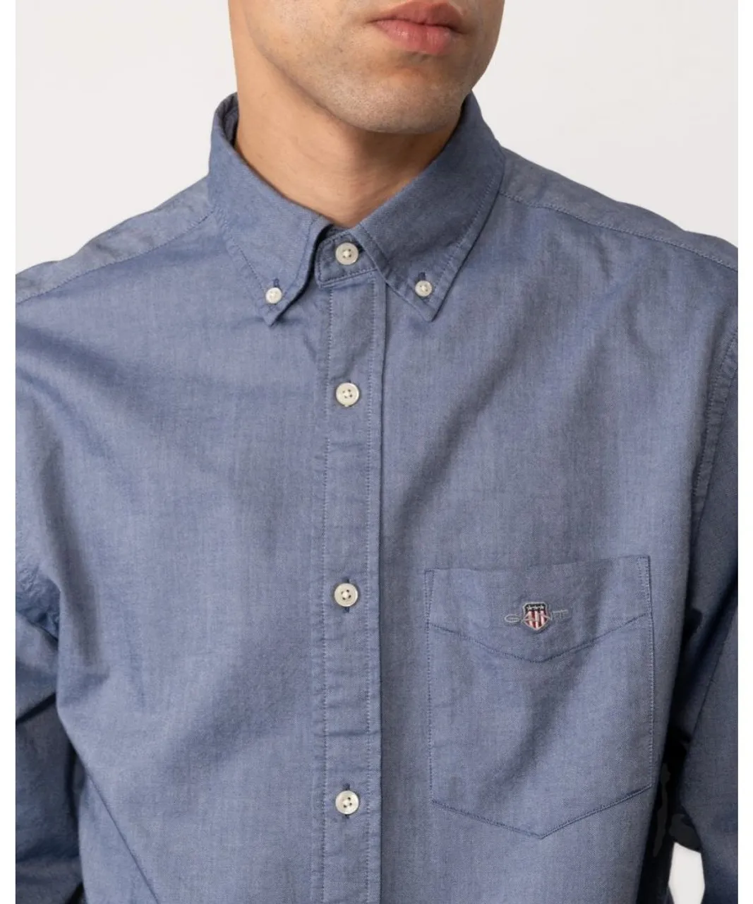Gant Mens Regular Fit Long Sleeve Oxford Shirt - Blue