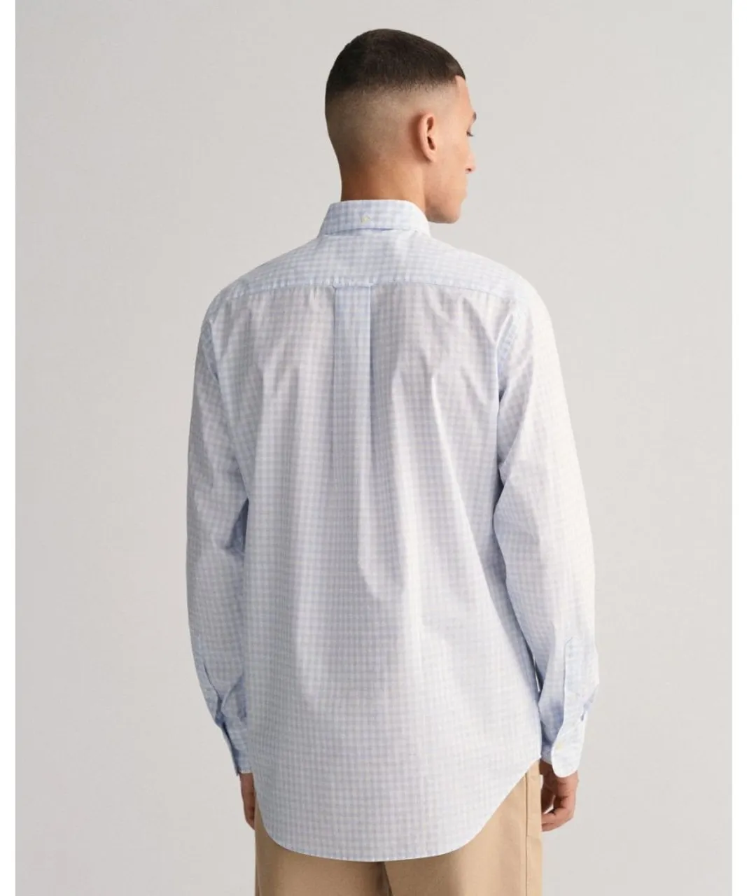 Gant Mens Regular Fit Long Sleeve Poplin Gingham Shirt - Blue