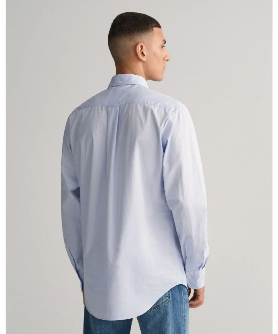 Gant Mens Regular Fit Long Sleeve Poplin Shirt - Blue Cotton