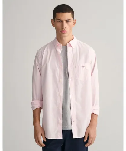 Gant Mens Regular Fit Long Sleeve Poplin Shirt - Light Pink