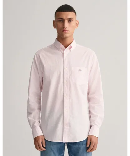 Gant Mens Regular Fit Long Sleeve Poplin Stripe Shirt - Pink