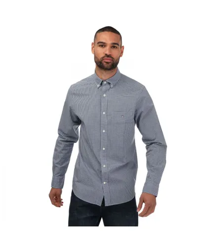 Gant Mens Regular Fit Micro Checked Poplin Shirt in Blue Cotton