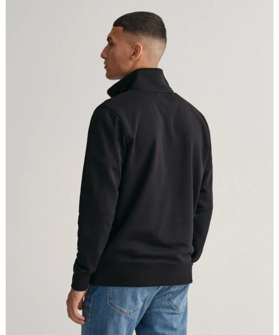 Gant Mens Regular Fit Shield Logo Half Zip Sweatshirt - Black